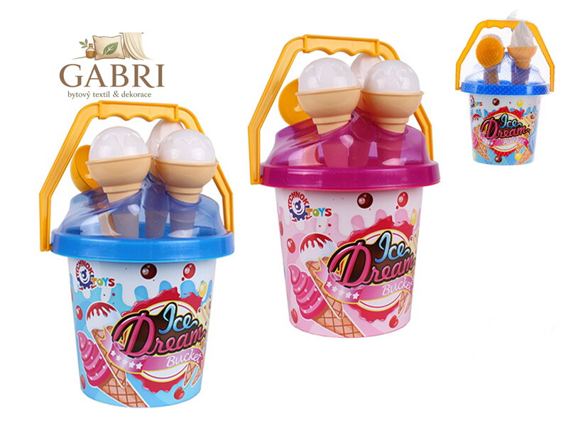 Sada na písek 28cm s kyblíkem 5ks 2barvy 12m+ v síťce