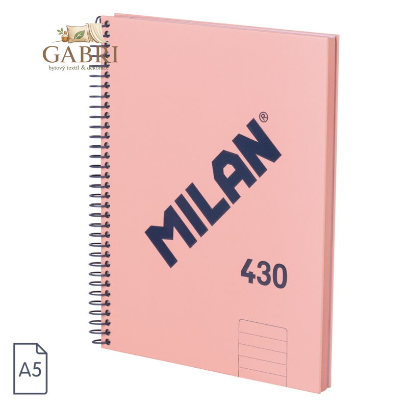 Blok linkovaný se spirálou A5 MILAN 80 listů, růžový