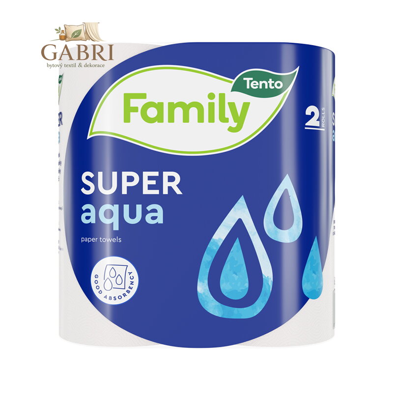 Papírové utěrky Tento Family Super Aqua 2-vrstvé, 11 m, 2 ks/bal