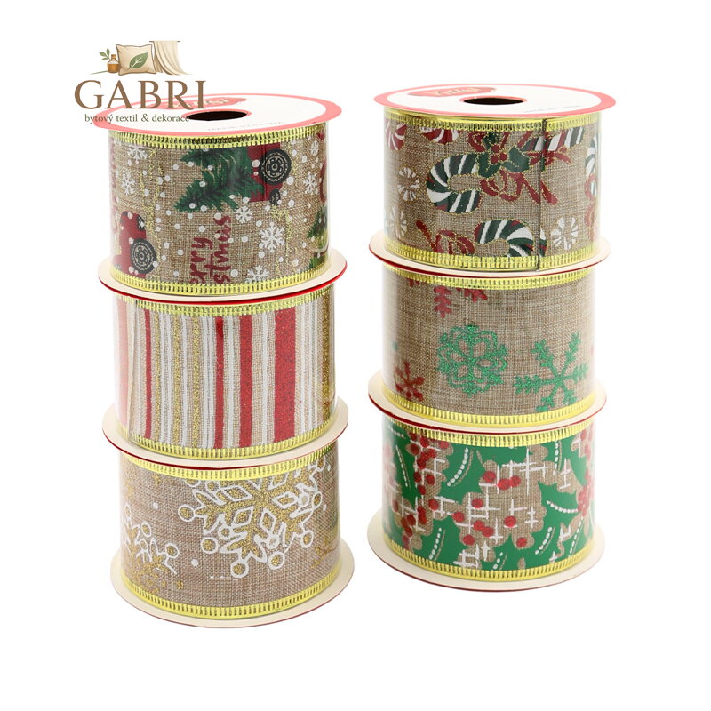 Ozdobná stuha, šířka 50 mm (směs vánočních motivů) cena za 1 ks