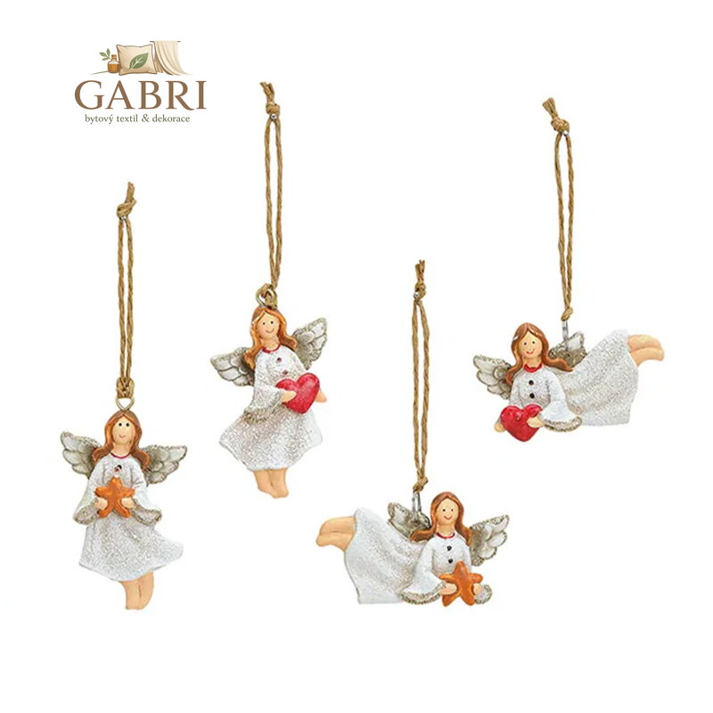 Závěsná dekorace - Anejl s provázkem 7 cm, mix/1 ks