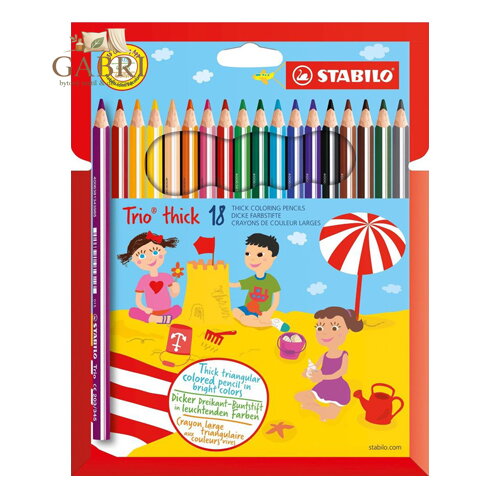 Pastelky tříhranné STABILO Trio thick, sada 18 ks
