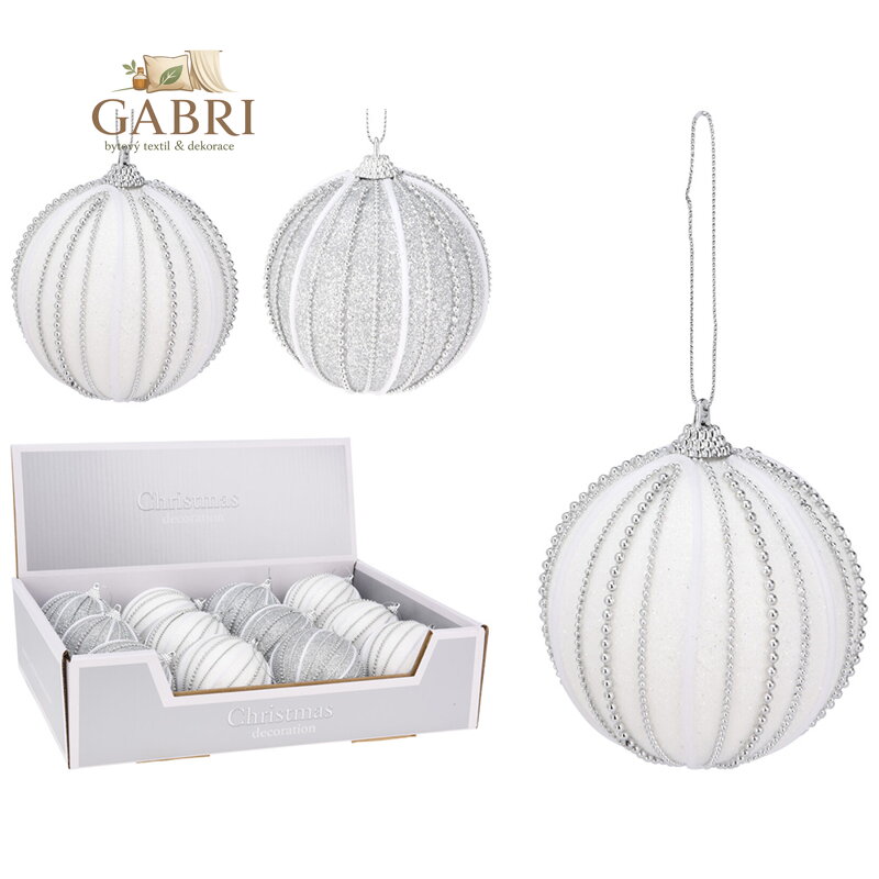 Vánoční koule 80 mm třpytivá, zdobená goralkami (mix 2 barev, cena /1 ks)