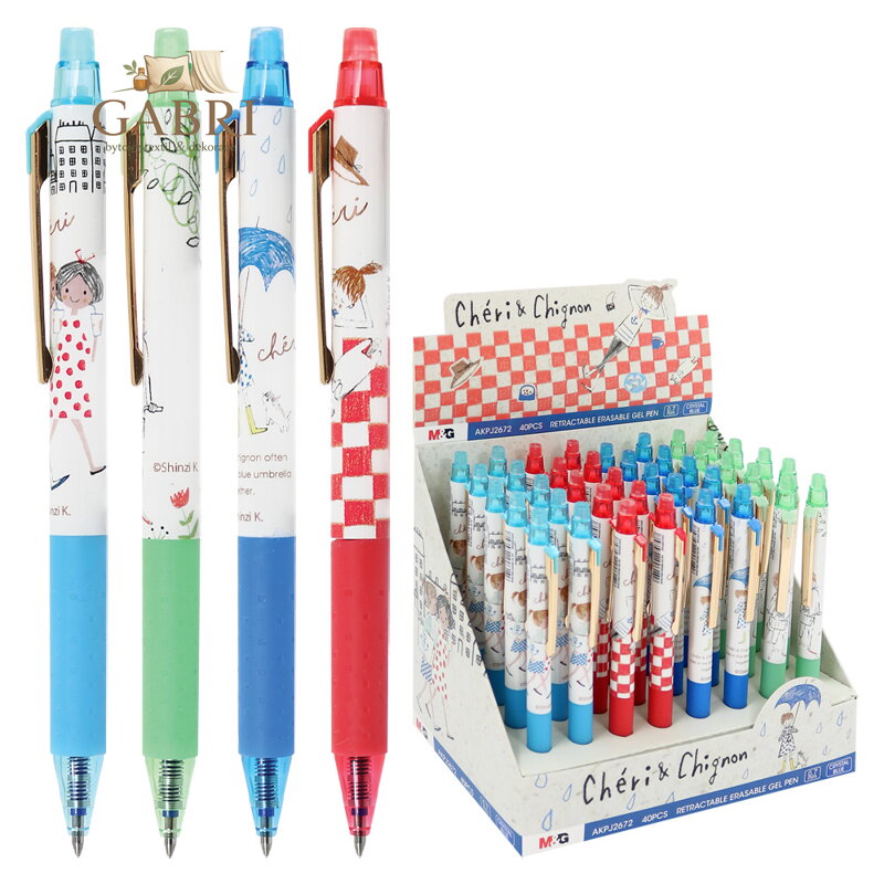 Pero gelové /gumovací M&G iErase Chéri & Chignon 0,7 mm - modrá náplň