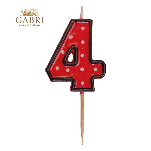 Číslová svíčka na špejli "4" 50mm [1 ks]