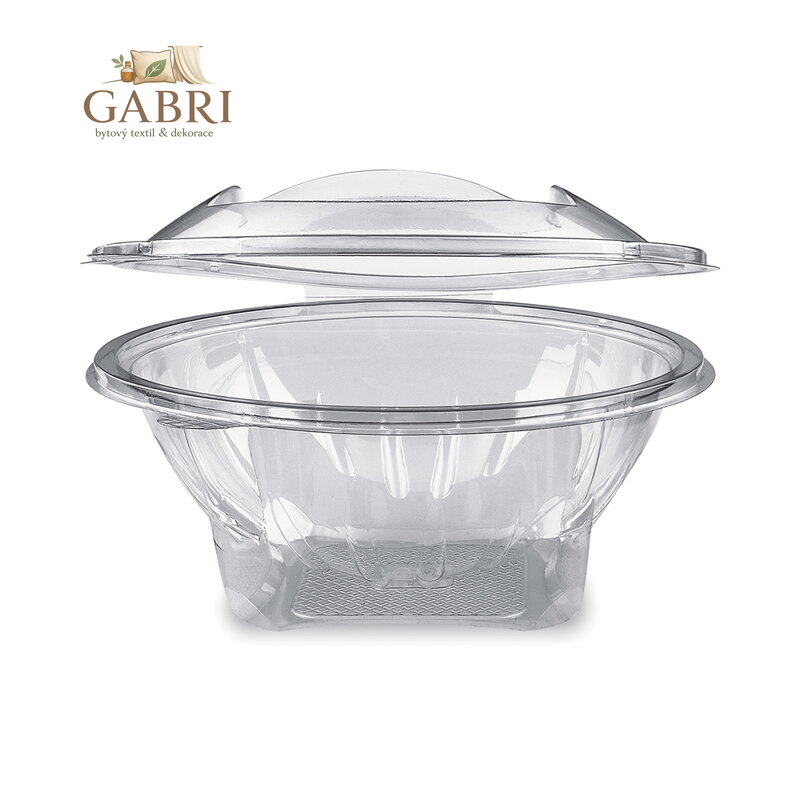 Miska kulatá průhledná s víčkem 1000ml (PET), 18,8x10cm, 50ks