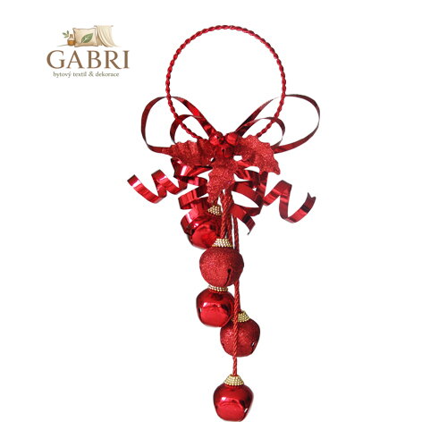 Dekorace závěsná - Rolnička červená 28 cm, 1ks