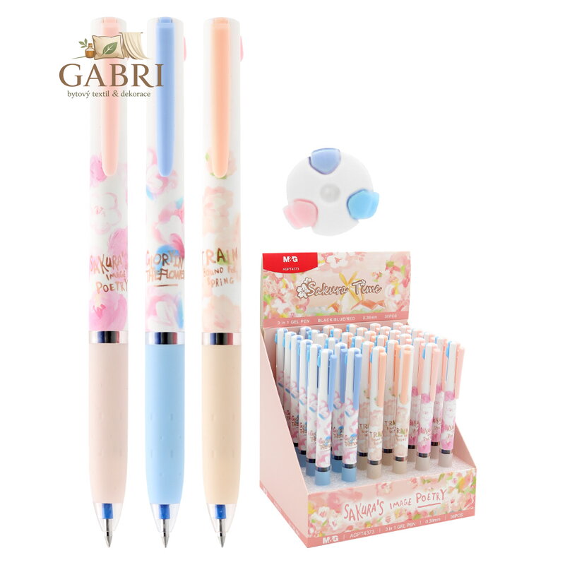 Pero gelové M&G Sakura 3 v 1, hrot 0,38 mm (3 designy)