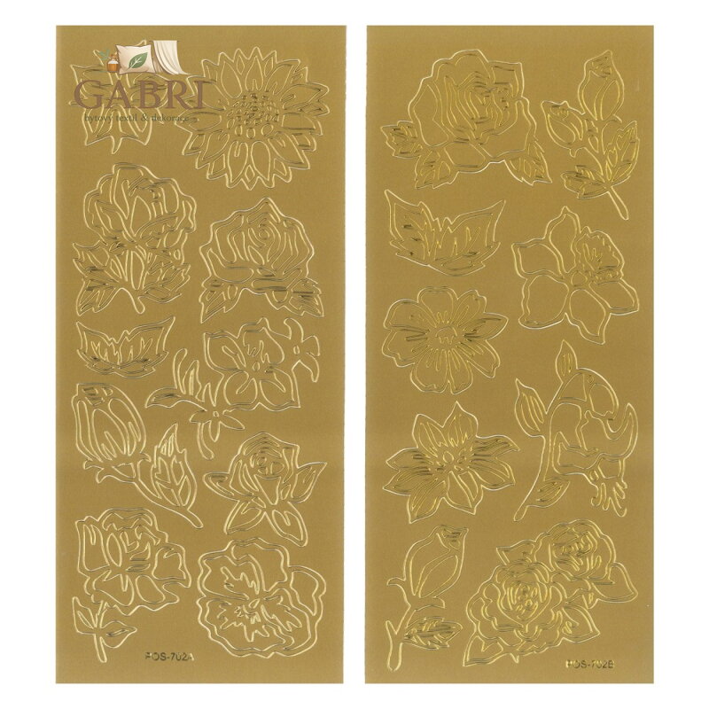 Adhezivní nálepky Květiny /Motýli /Hvězdy - zlatá barva (mix/cena 1 bal.)