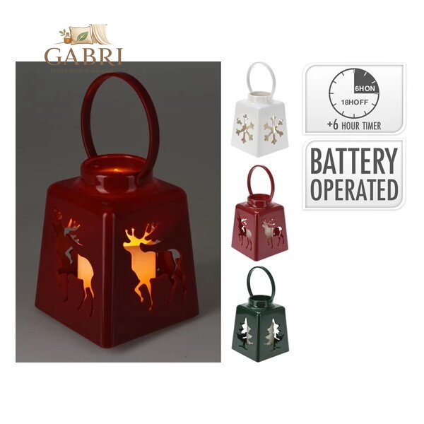 Lucerna 13 cm se svíčkou LED, červená, zelená nebo bílá