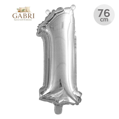 Balón narozeninový 76 cm - číslo 1, stříbrný