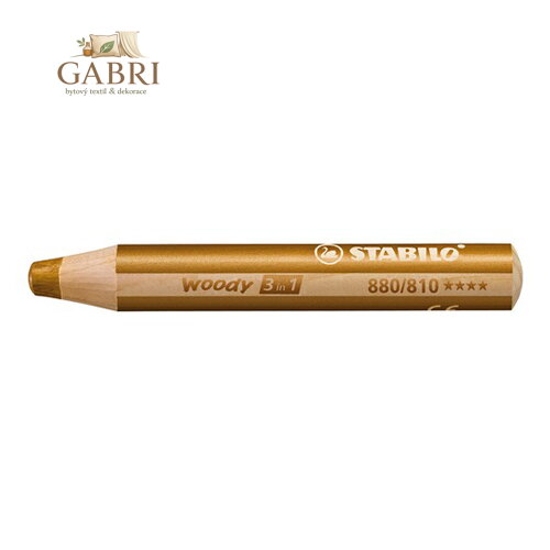 Pastelka STABILO woody 3 v 1 - barvička, vodovka, voskovka - zlatá