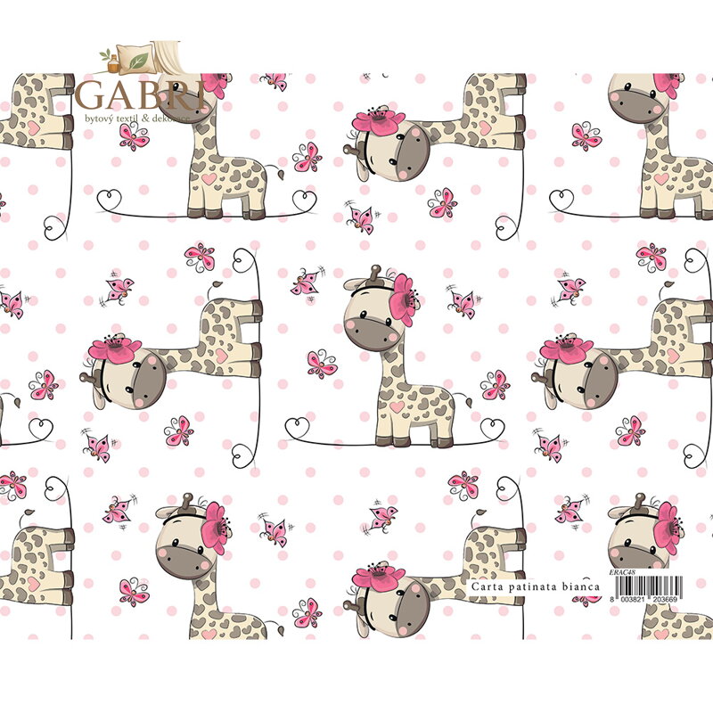 Dárkový balicí papír BABY 70x100 cm - žirafa (dívka)