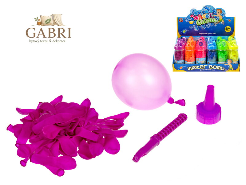 Vodní bomby s plničkou 60ks v tubě 6barev 24ks v DBX