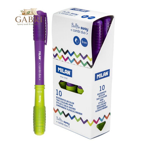 Pero kuličkové MILAN Sway Combi Duo 1,0 mm s měnitelným tělem - lila-zelená sada 10 ks