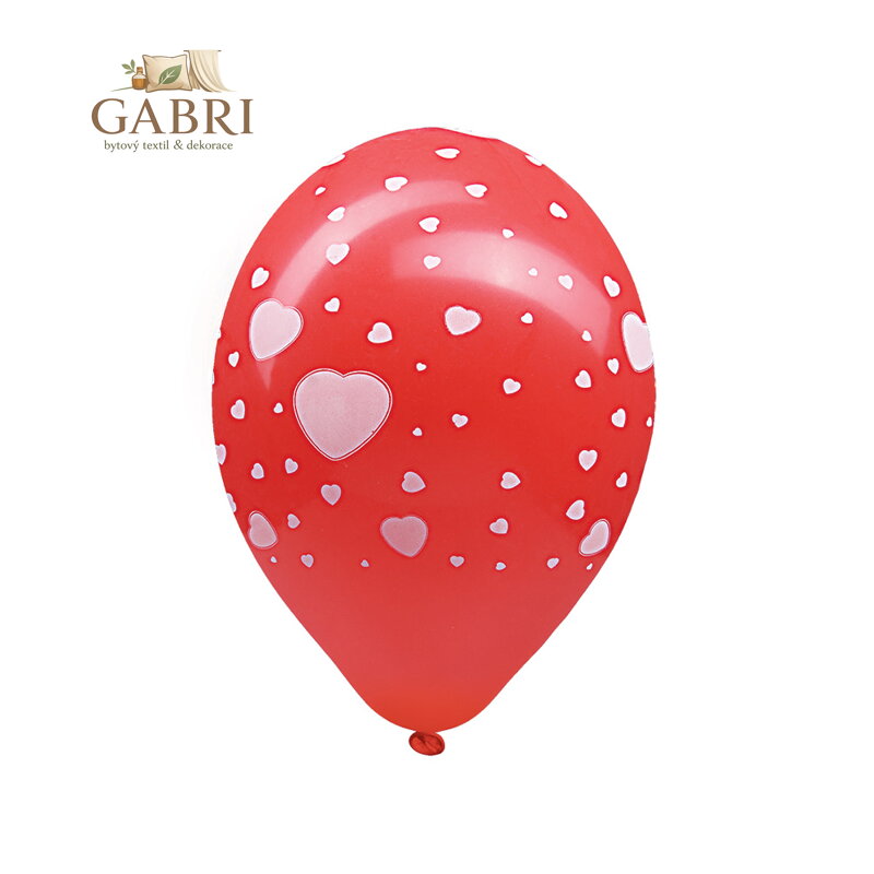 Balón L 30 cm, Srdce bílé / 5 ks /