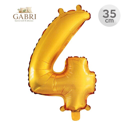 Balón narozeninový 35 cm - číslo 4, zlatý