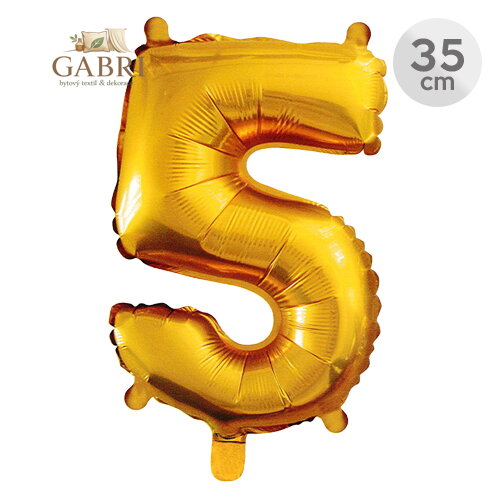Balón narozeninový 35 cm - číslo 5, zlatý