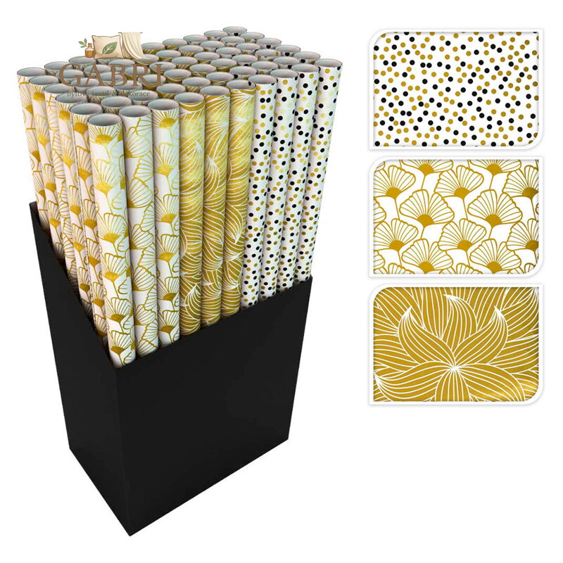 Dárkový balící papír vánoční v roli 70x200 cm (3 motivy) tropical gold