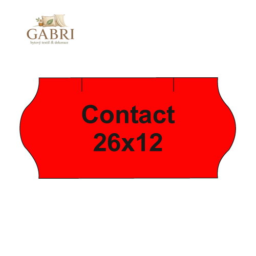 Etikety cen. CONTACT 26x12 oblé - 1500 etiket/kotouček, červené
