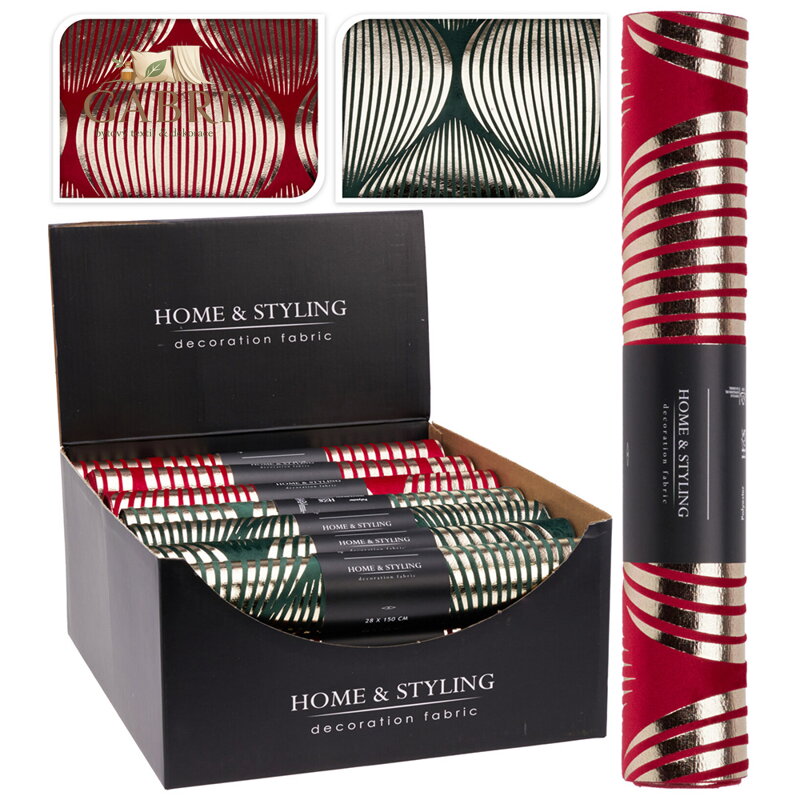 Organza látková 28x150 cm - zlaté pruhované tvary (mix 2 barev)