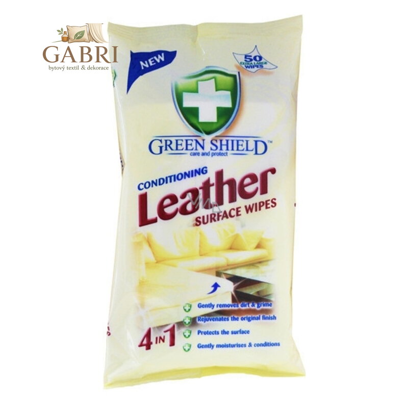 Green Shield 4v1 Kůže a koženka vlhčené čistící ubrousky 50 ks
