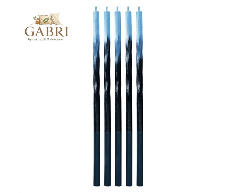 Dortová svíčka - Magické plameny, modrá /černá 15 cm (5 ks)