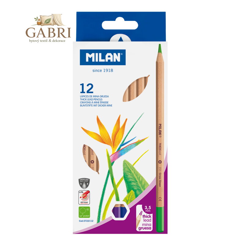 Pastelky MILAN šestihranné 3,3mm / 12ks