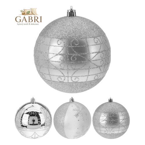 Vánoční koule - PP 120 mm / stříbrná, mix / 1ks