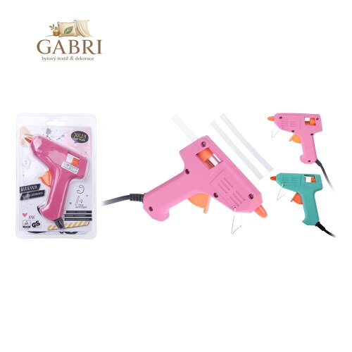 Lepící pistole 10 W + 2x lepící tyčinka 7 mm (růžová, zelená)