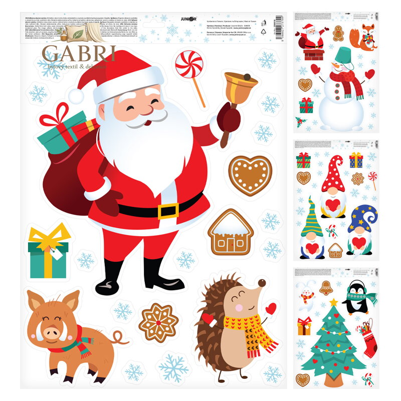 Adhezní nálepky JUNIOR 30x42 cm - Dětská vánoční edice (mix /cena 1 bal.)