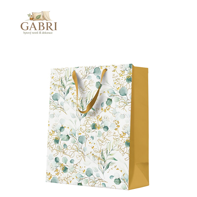 Dárková taška Premium EUCALYPTUS LEAVES, large - 26,5x33,5x13 cm