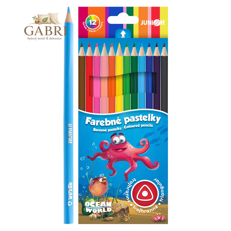 Pastelky JUNIOR Ocean World trojhrané - sada 12 ks