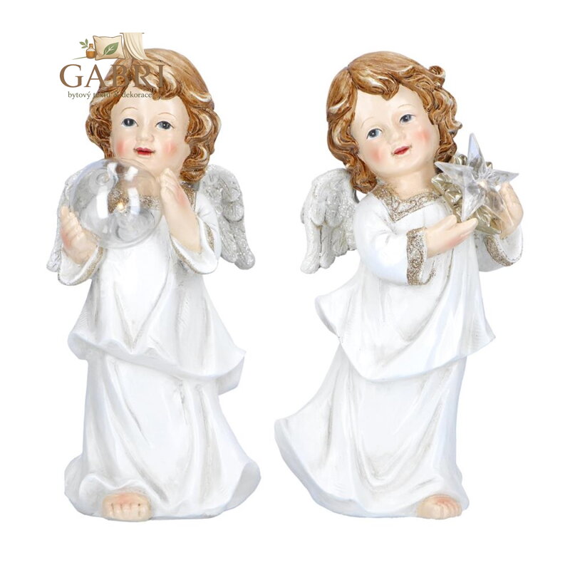 Dekorace - figurka Anděla 25 cm s LED světlem (2 varianty)
