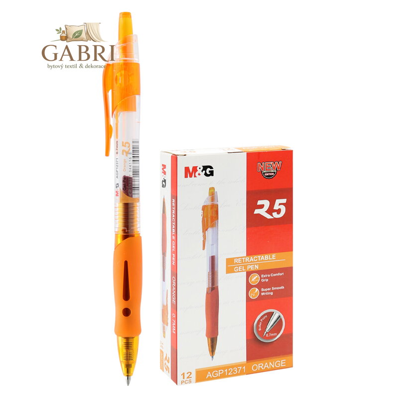 Pero gelové M&G R5 hrot 0,7 mm - oranžová náplň