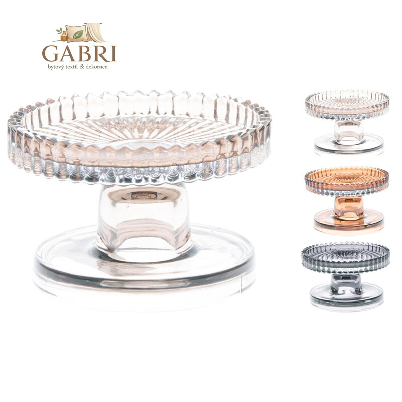 Skleněný podnos na svíčky 10x6 cm (jantarový, šedý, světle šedý)