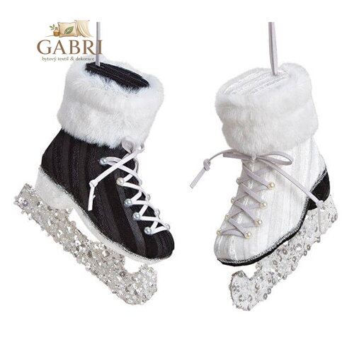 Dekorace závěsná - Brusle 12 cm se třpytkami (2 barvy)