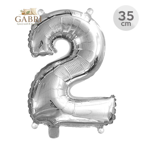 Balón narozeninový 35 cm - číslo 2, stříbrný