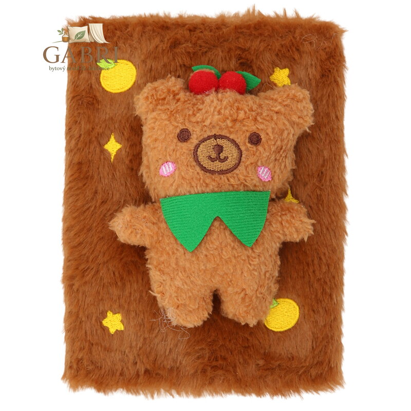 Dětský zápisník 13 x 19 cm, 80 listů, plyšová obálka + medvídek