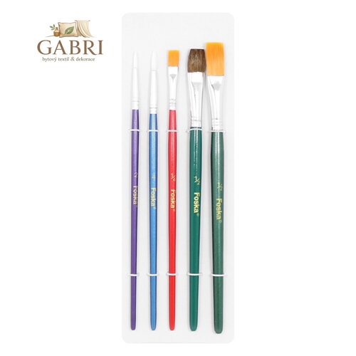 Sada štětců Foska Color 5 ks, kulaté č. 2 a 4 + ploché č. 1/4, 1/2, 1/2