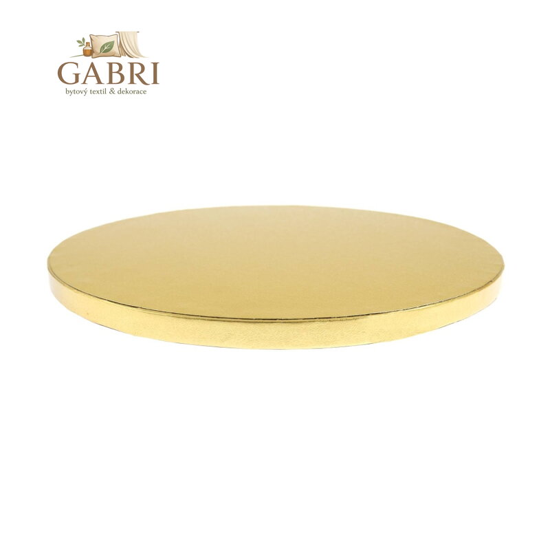 Pevný kulatý dortový podnos průměr 25 cm / tloušťka 12 mm - zlatý