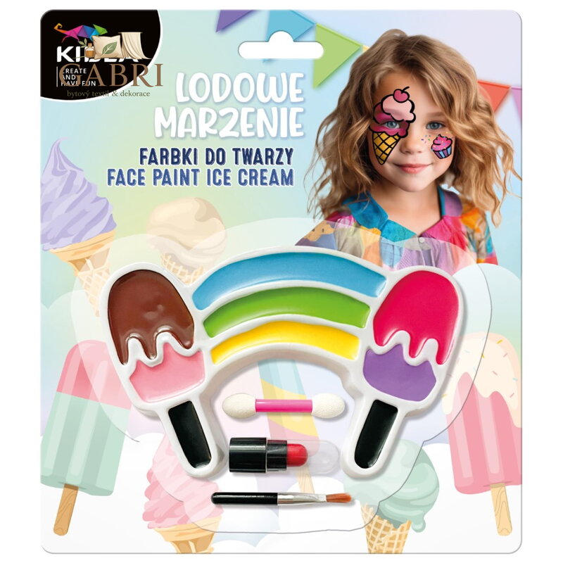 Barvy na obličej LEDOVÝ SEN - 8 barev + rtěnka, štětec, aplikátor (sada)