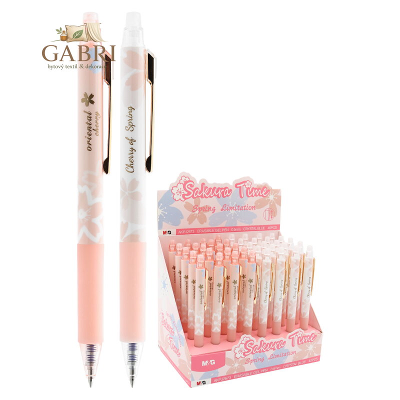 Pero gelové /gumovací M&G iEraseSakura time, hrot 0,5 mm - modrá náplň