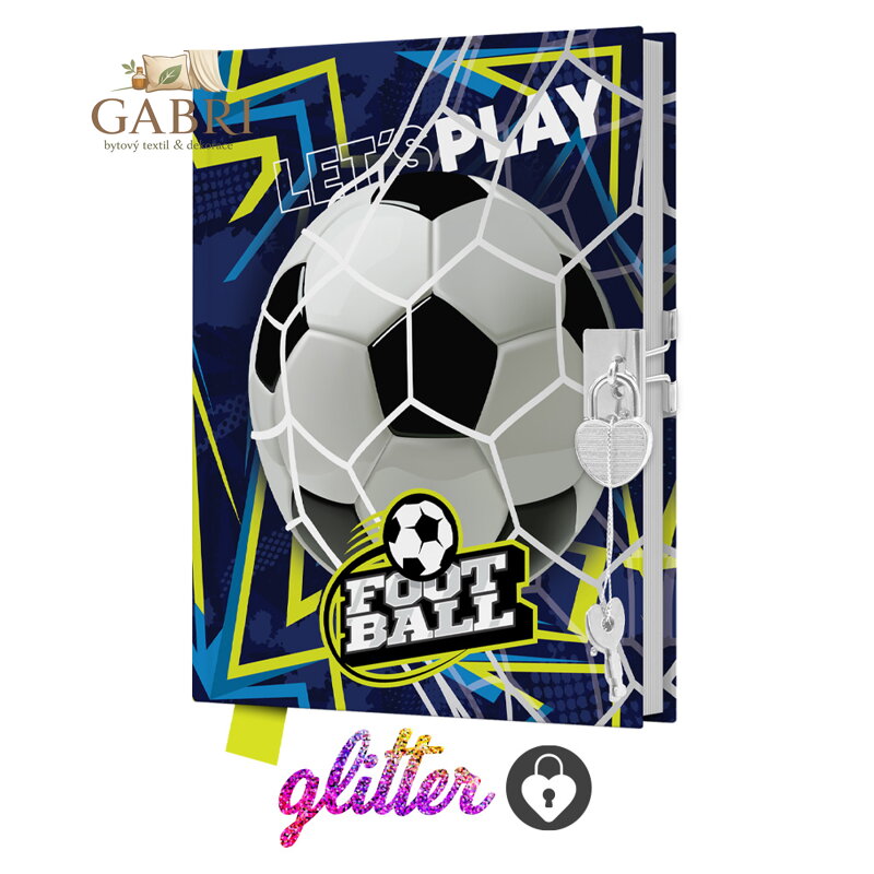 Památník JUNIOR 14x18 cm, 80 list. čistý se zámkem - Let´s Play Football