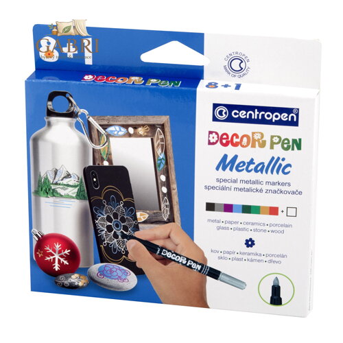Dekorační popisovač CENTROPEN 2737 Decor Pen Metallic - sada 8 + 1 ks