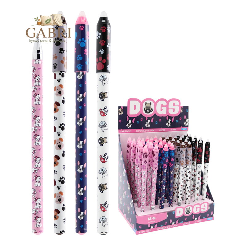 Pero gelové /gumovací M&G iErase Cats&Dogs 0,7 mm - modrá náplň