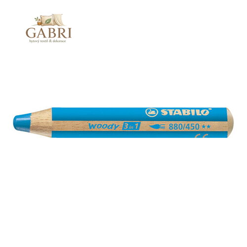 Pastelka STABILO woody 3 v 1 - barvička, vodovka, voskovka - azurově modrá