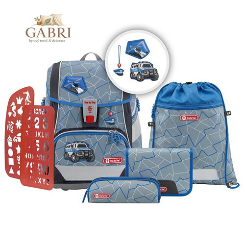 Školní aktovka/batoh 2V1 pro prvňáčky – 6-dílný set, Step by Step Policejní auto