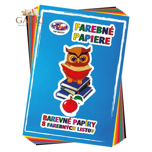 Složka barevného papíru A4 80g, 8 listů/8 barev