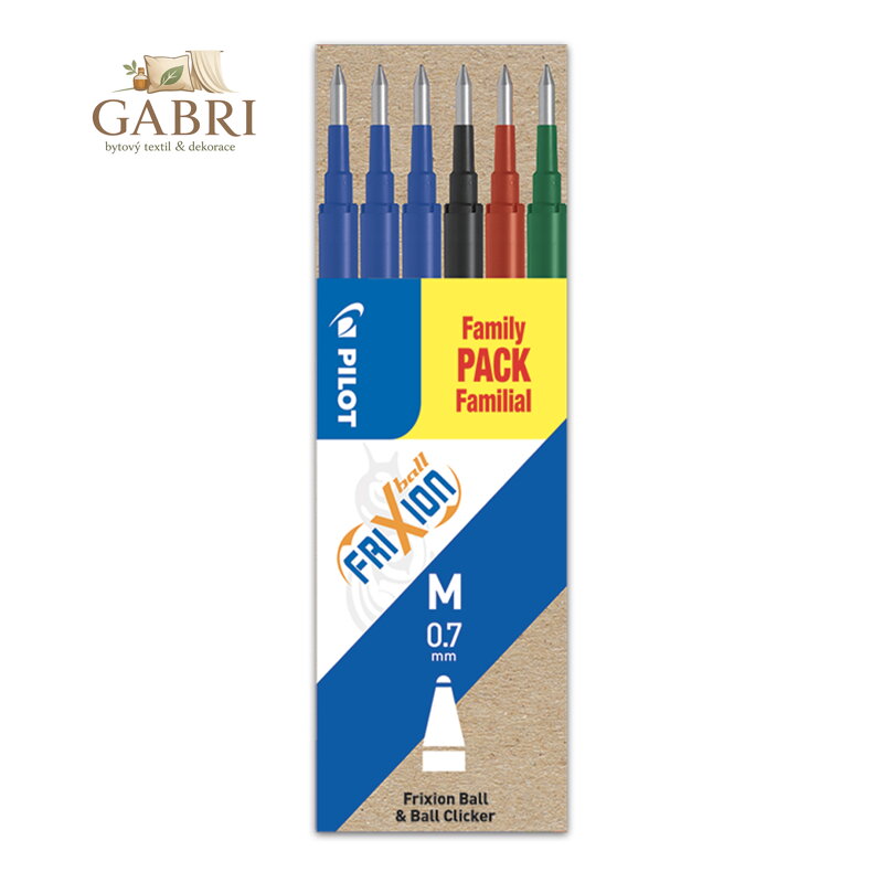 Náplň gumovací PILOT Frixion 0,7 mm/6 ks - modrá, černá, červená, zelená
